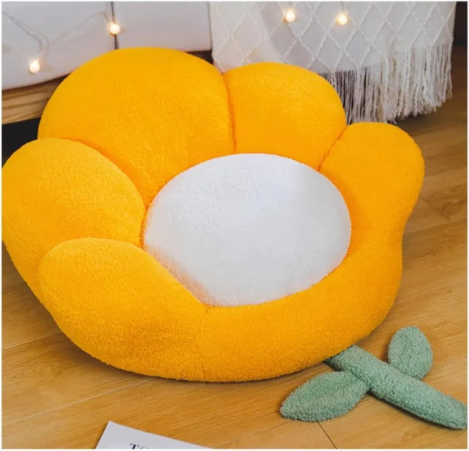 Flower shaped cat nest in brown with thick cushion and non-slip base for small pets