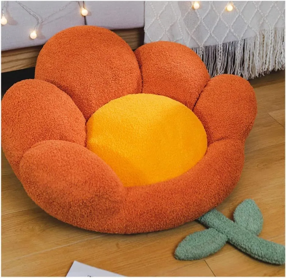 Flower shaped cat nest in brown with thick cushion and non-slip base for small pets