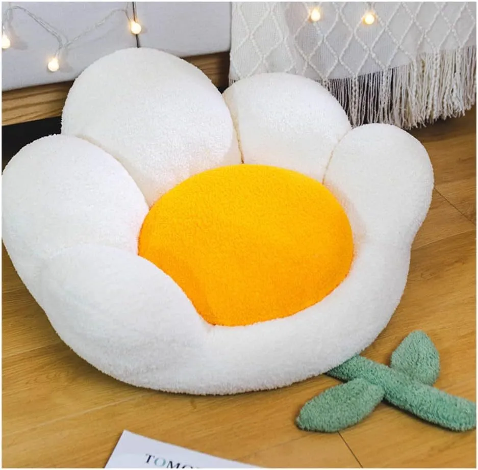 Flower shaped cat nest in brown with thick cushion and non-slip base for small pets