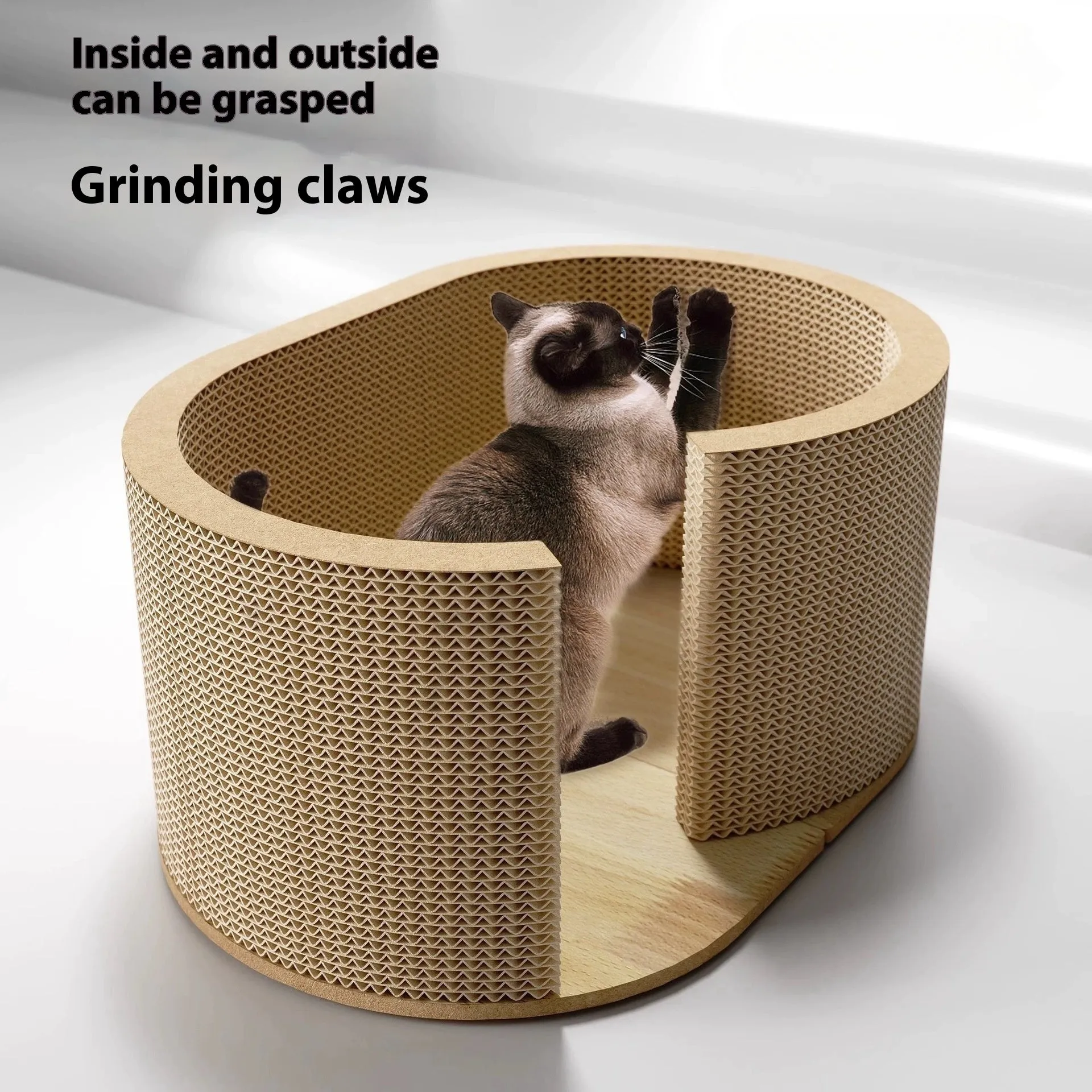 Small cat climbing frame made of corrugated paper with tunnel nest, 57x39x27.5cm