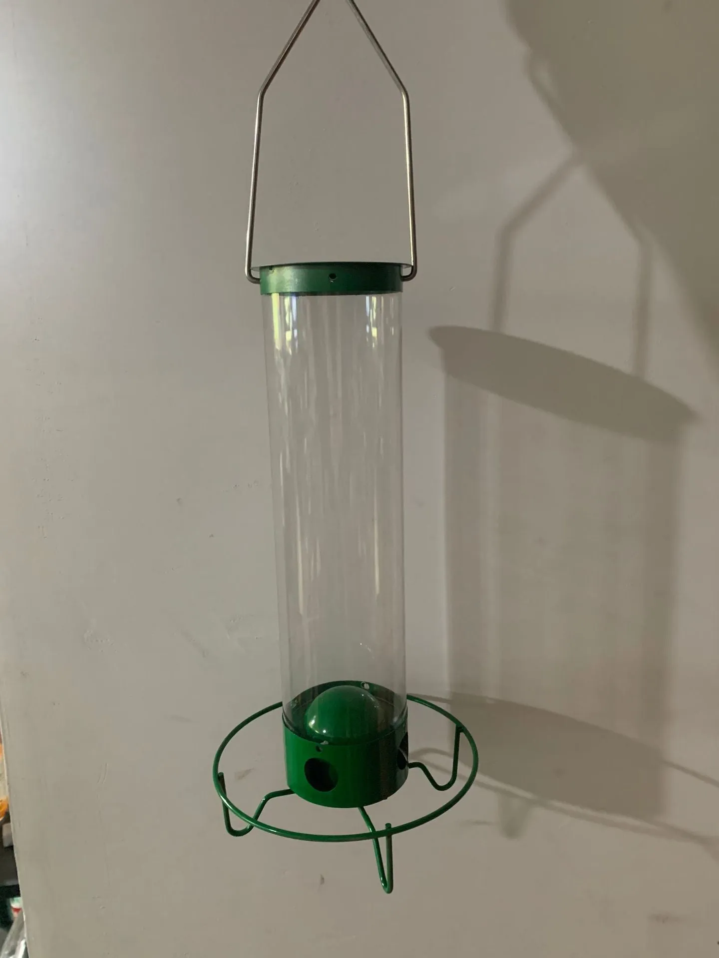 White metal hanging hummingbird feeder bird cage in geometric style with iron construction