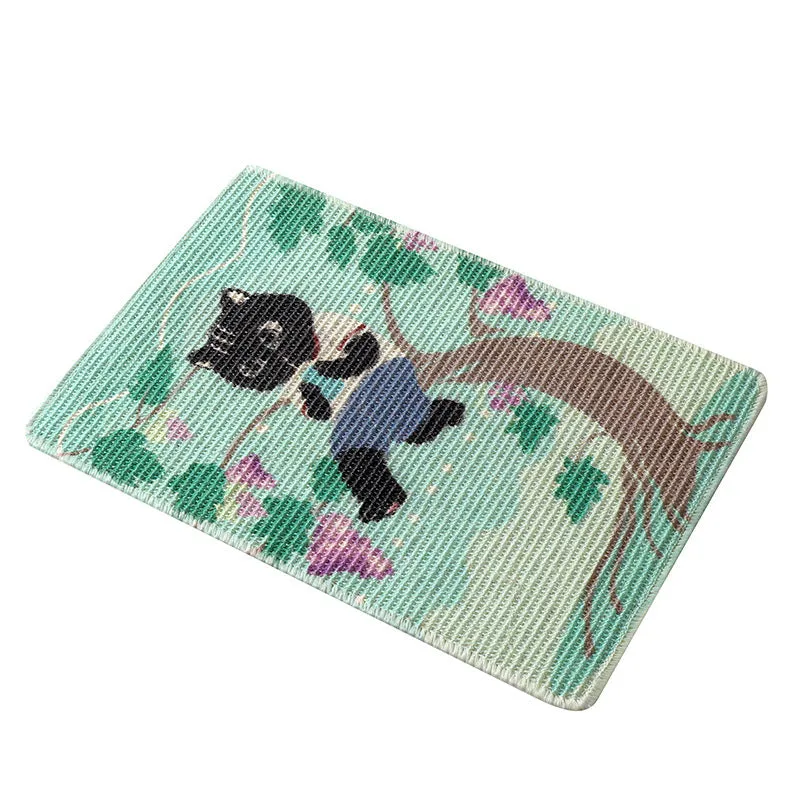Printed sisal cat scratching pad 7mm thick with cartoon design, 33x55cm, reusable wall sticker for cats