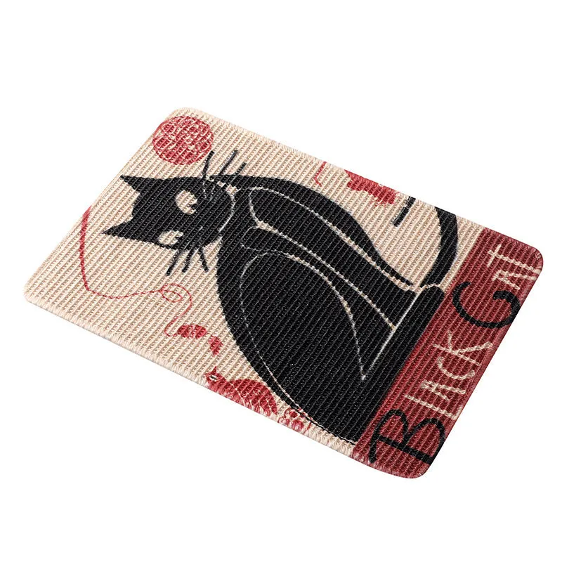 Printed sisal cat scratching pad 7mm thick with cartoon design, 33x55cm, reusable wall sticker for cats