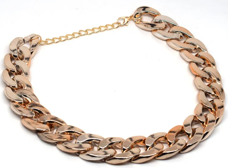 Gold colour chain dog collar ornament with geometric plastic resin design for small to medium dogs