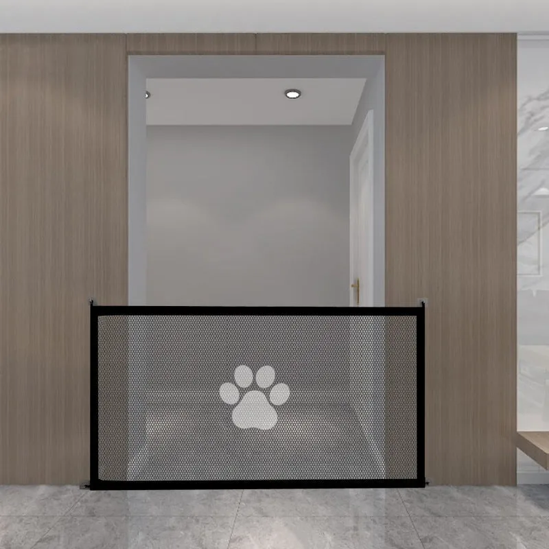 Portable folding dog barrier safety protection net fence with pet doorsill design