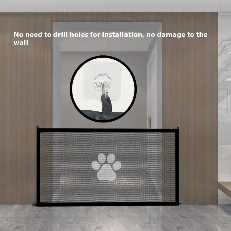 Portable folding dog barrier safety protection net fence with pet doorsill design