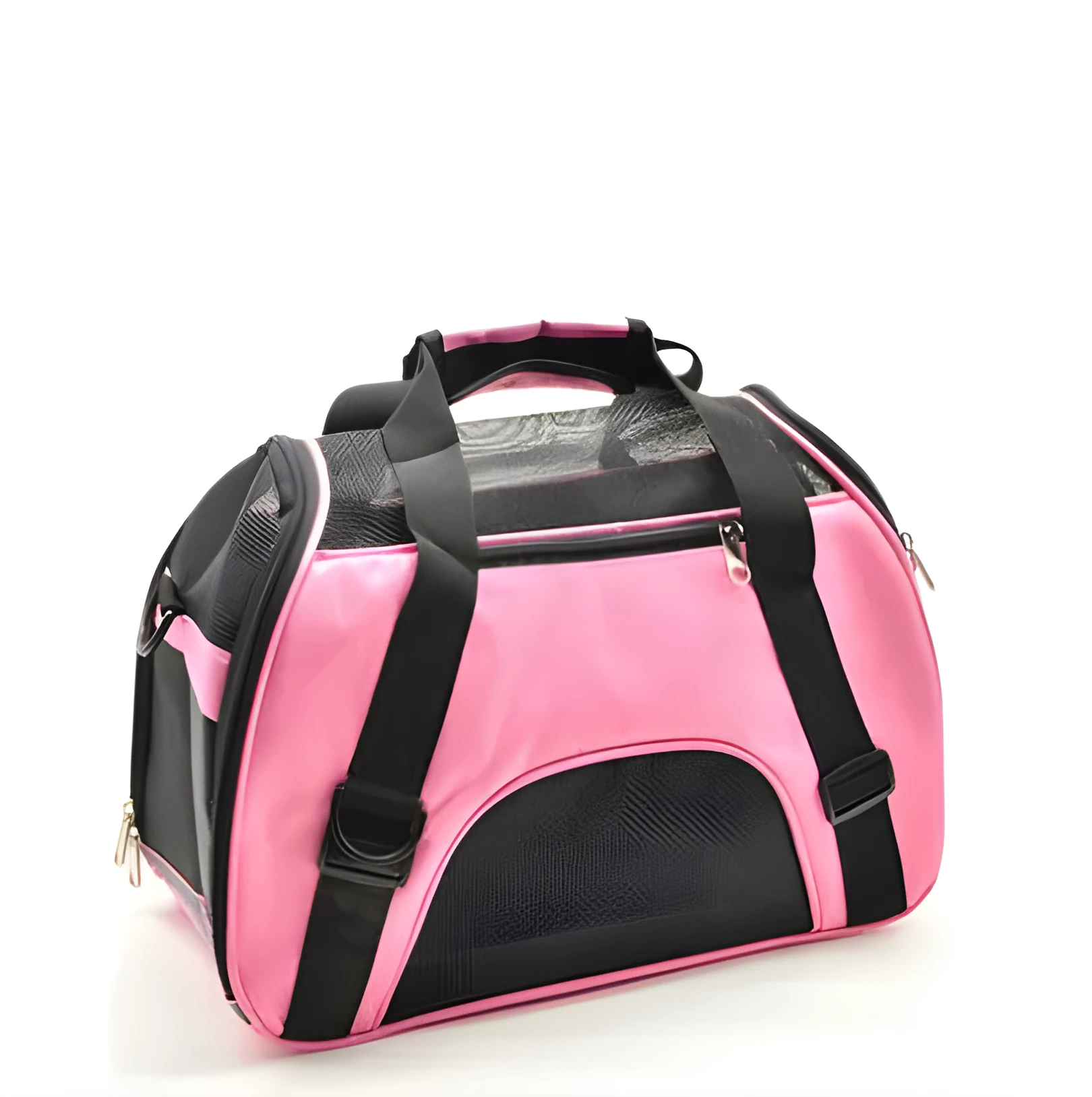 Pet dog outing bag carrying backpack in black for small dogs with hands-free design and adjustable straps