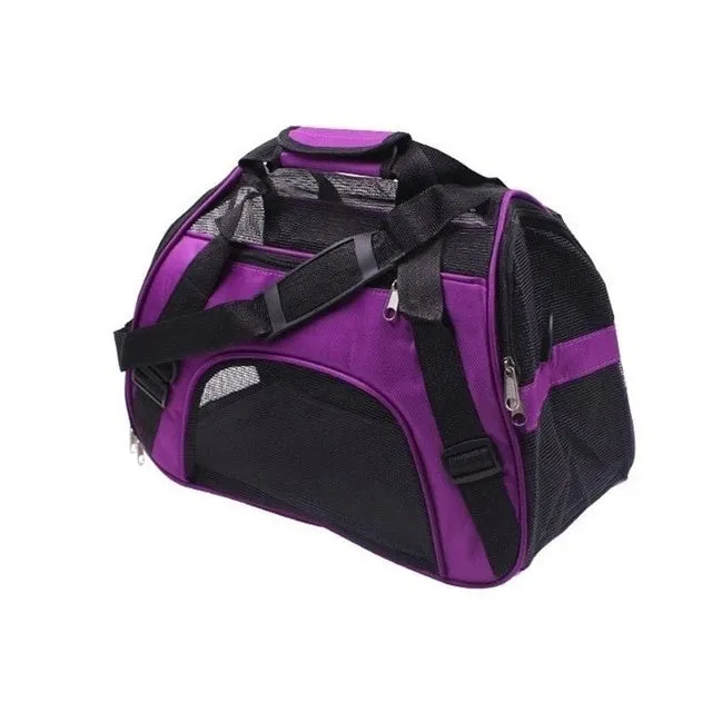 Pet dog outing bag carrying backpack in black for small dogs with hands-free design and adjustable straps