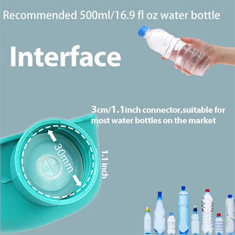 Portable dog drinking bowl in blue, 125x95x40mm, ABS material, slow-flow valve for outdoor dog feeding