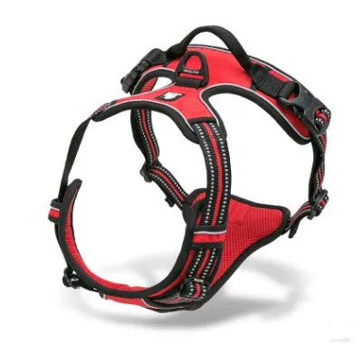Truelove reflective nylon dog harness in orange with 3M webbing and back handle on a white background