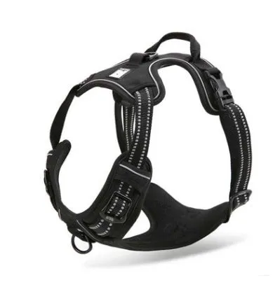 Truelove reflective nylon dog harness in orange with 3M webbing and back handle on a white background