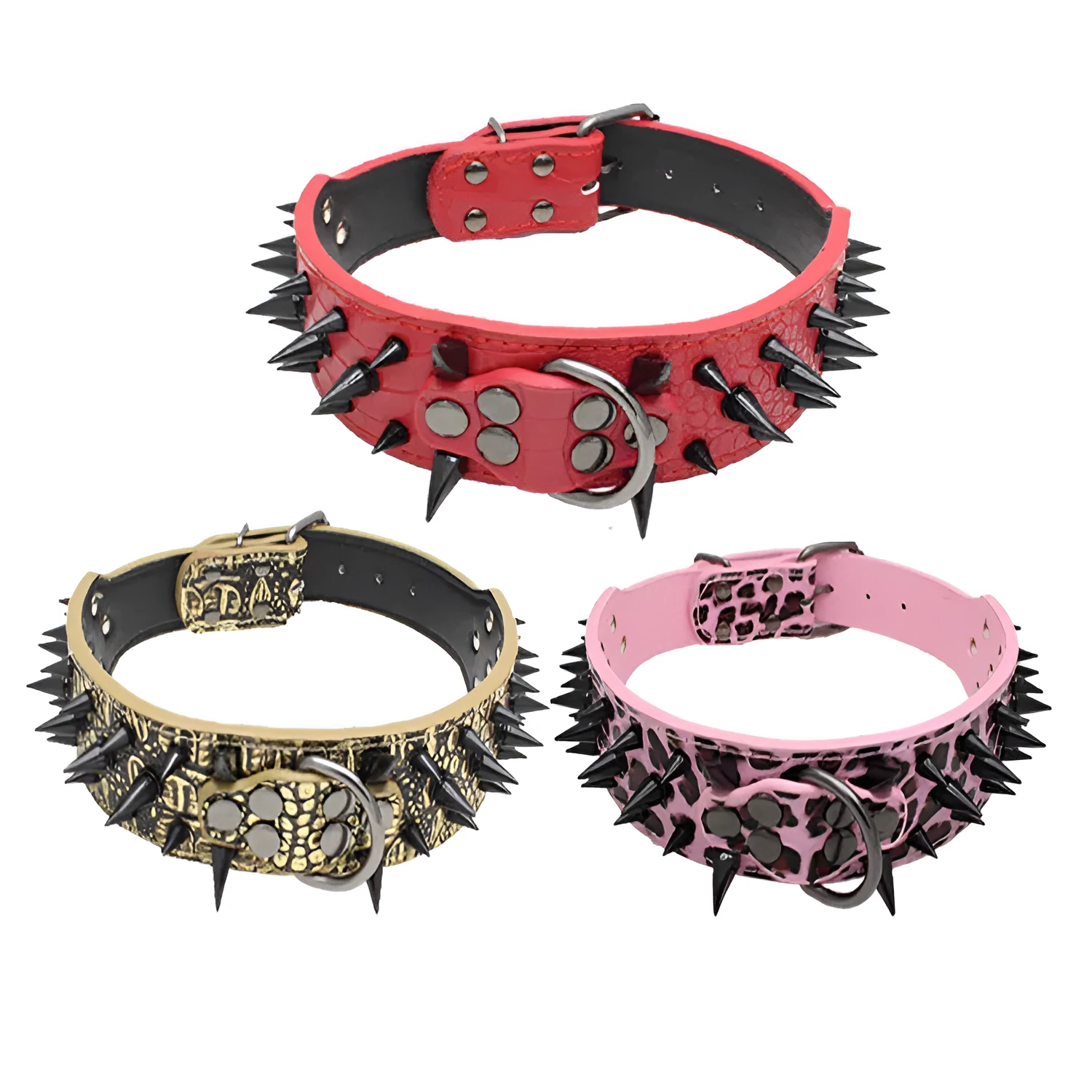 Berry large explosion-proof rivet bite-proof pet collar in PU material, retractable, multiple colours and sizes for dogs