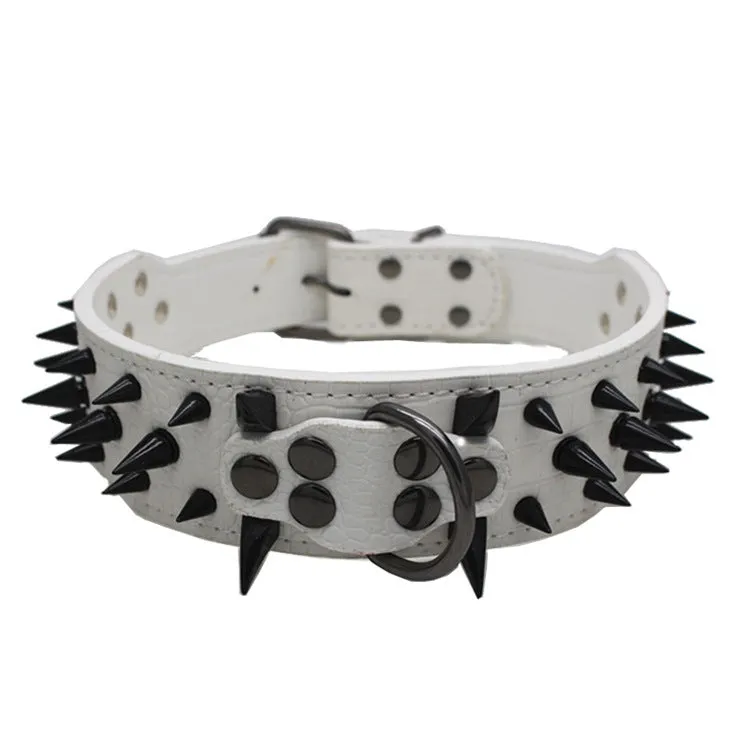 Berry large explosion-proof rivet bite-proof pet collar in PU material, retractable, multiple colours and sizes for dogs