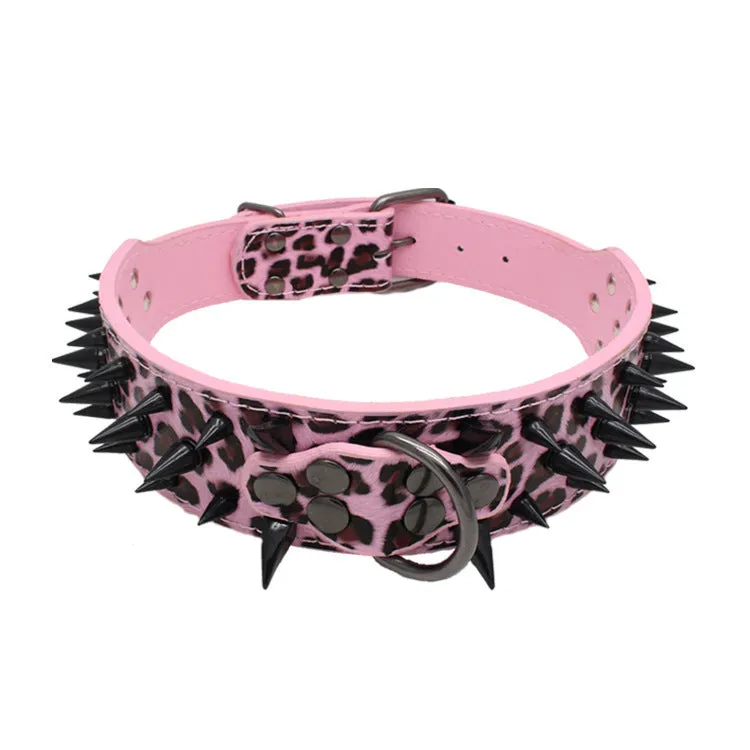 Berry large explosion-proof rivet bite-proof pet collar in PU material, retractable, multiple colours and sizes for dogs