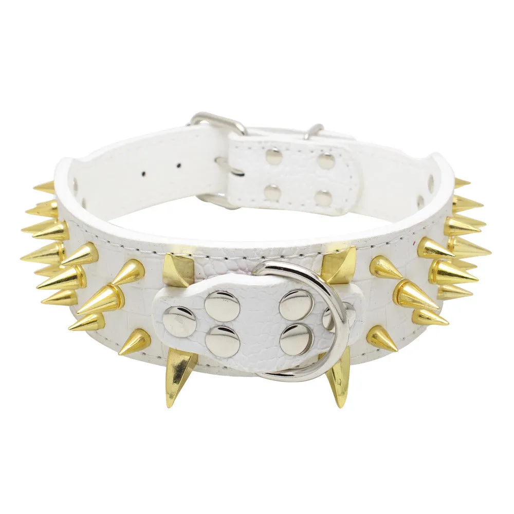 Berry large explosion-proof rivet bite-proof pet collar in PU material, retractable, multiple colours and sizes for dogs