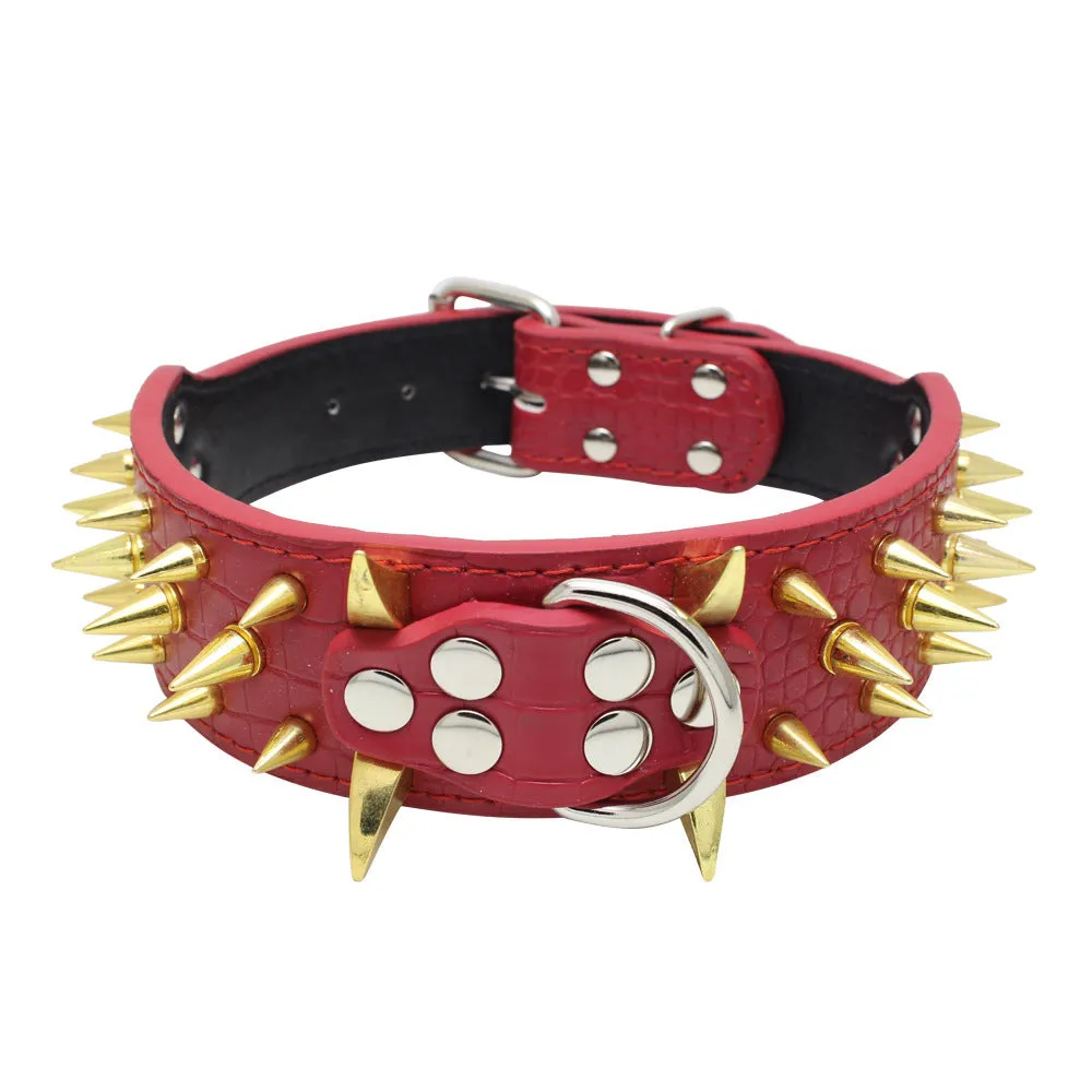 Berry large explosion-proof rivet bite-proof pet collar in PU material, retractable, multiple colours and sizes for dogs