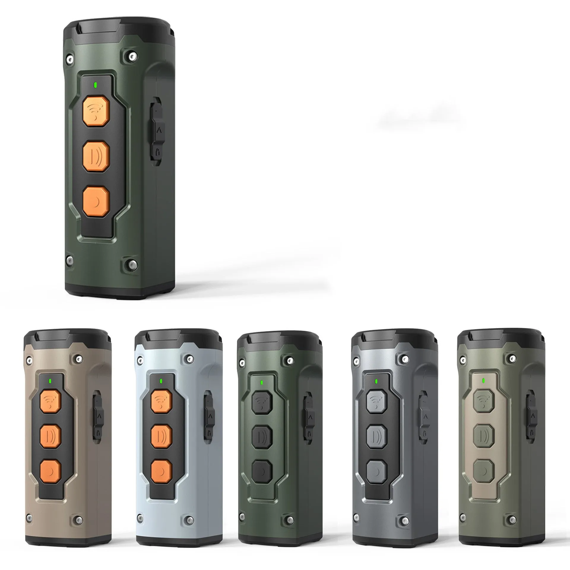 Dog Drive Ultrasonic three-head bark deterrent with LED flashlight in orange plastic case