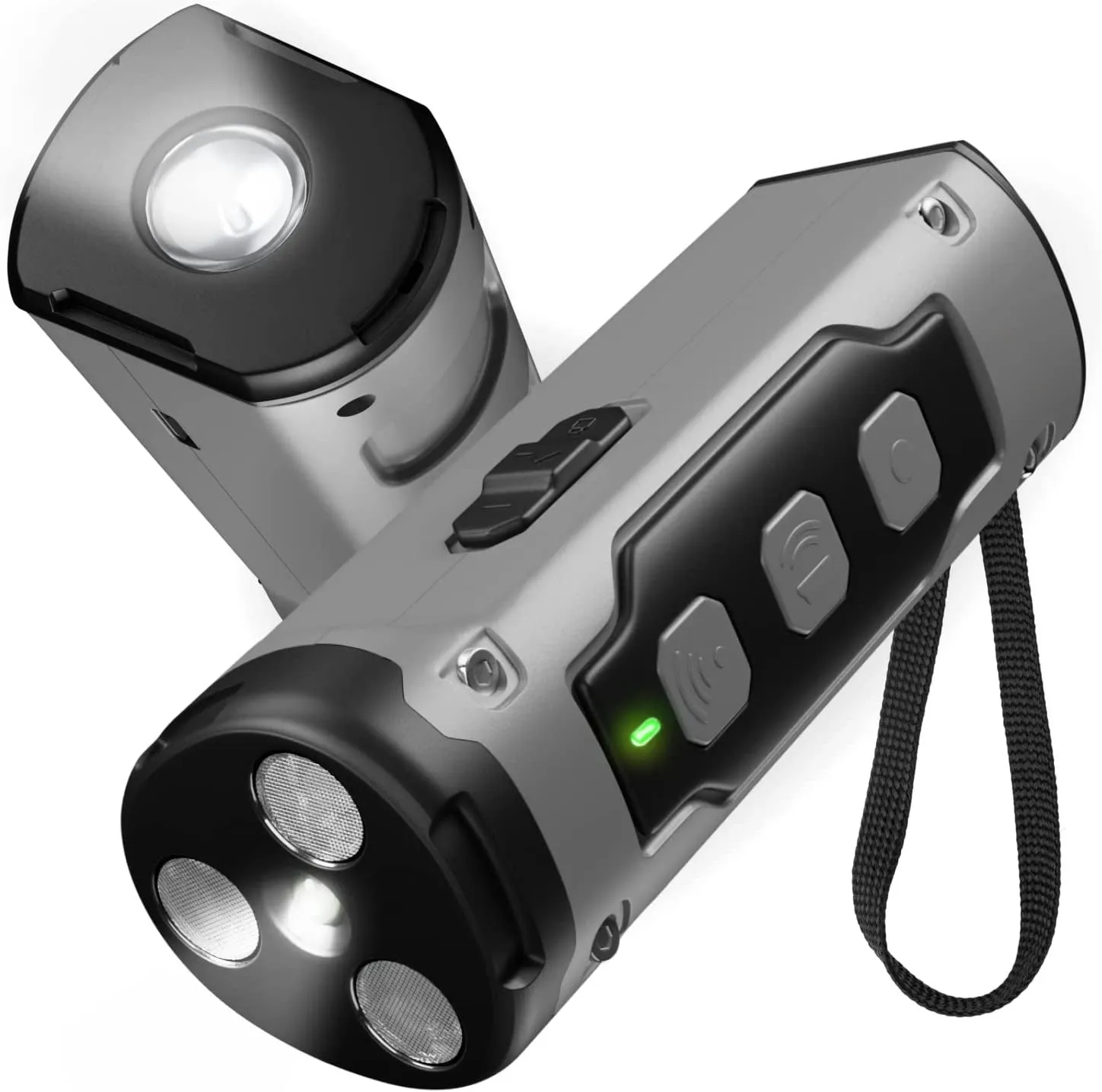 Dog Drive Ultrasonic three-head bark deterrent with LED flashlight in orange plastic case