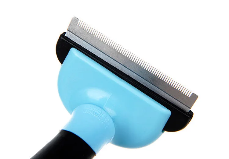 Pet hair removal comb for long straight hair, available in blue or pink, three sizes: S 130x50mm, M 130x66mm, L 130x100mm