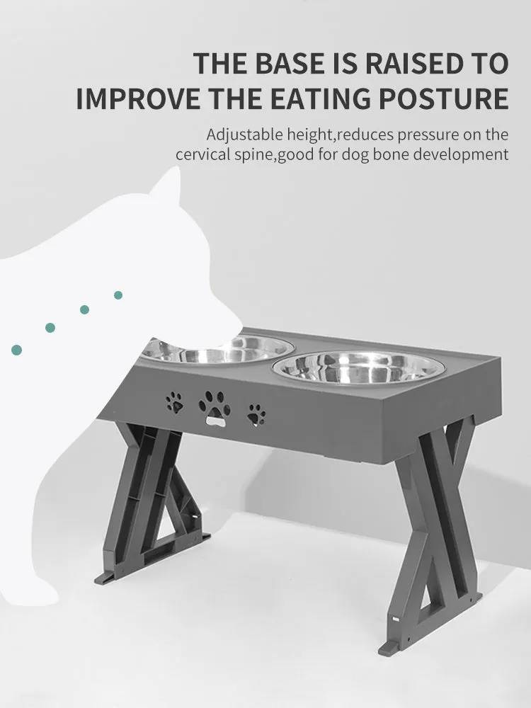 Black folding pet bowl made of plastic and stainless steel for dogs, collapsed for storage