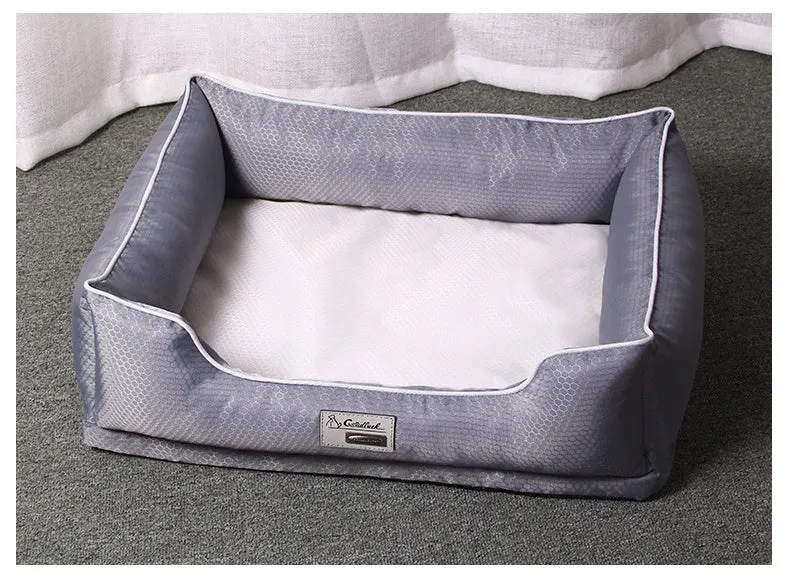 Dark grey removable non-stick pet bed for dogs and cats, side view