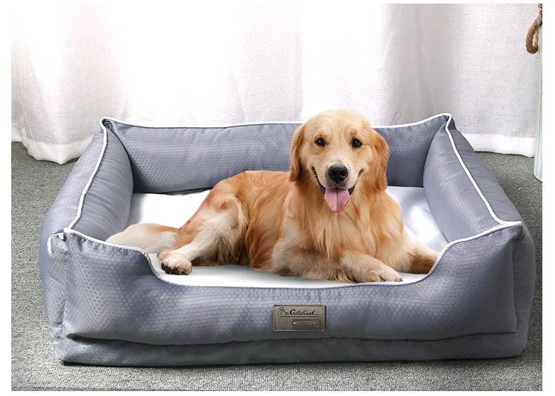 Dark grey removable non-stick pet bed for dogs and cats, side view