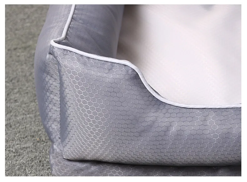 Dark grey removable non-stick pet bed for dogs and cats, side view