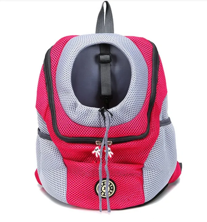 Pet bag shoulder bag in green, black, orange, blue, and rose red, with breathable mesh panels for cats and dogs.