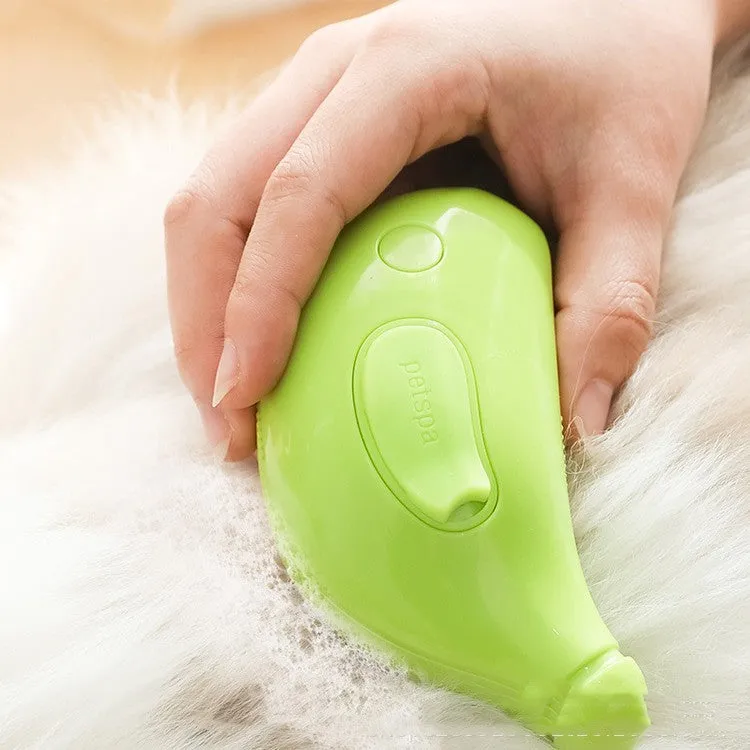 3 in 1 pet steam brush for cats and dogs, USB rechargeable, in green plastic, for grooming and massage