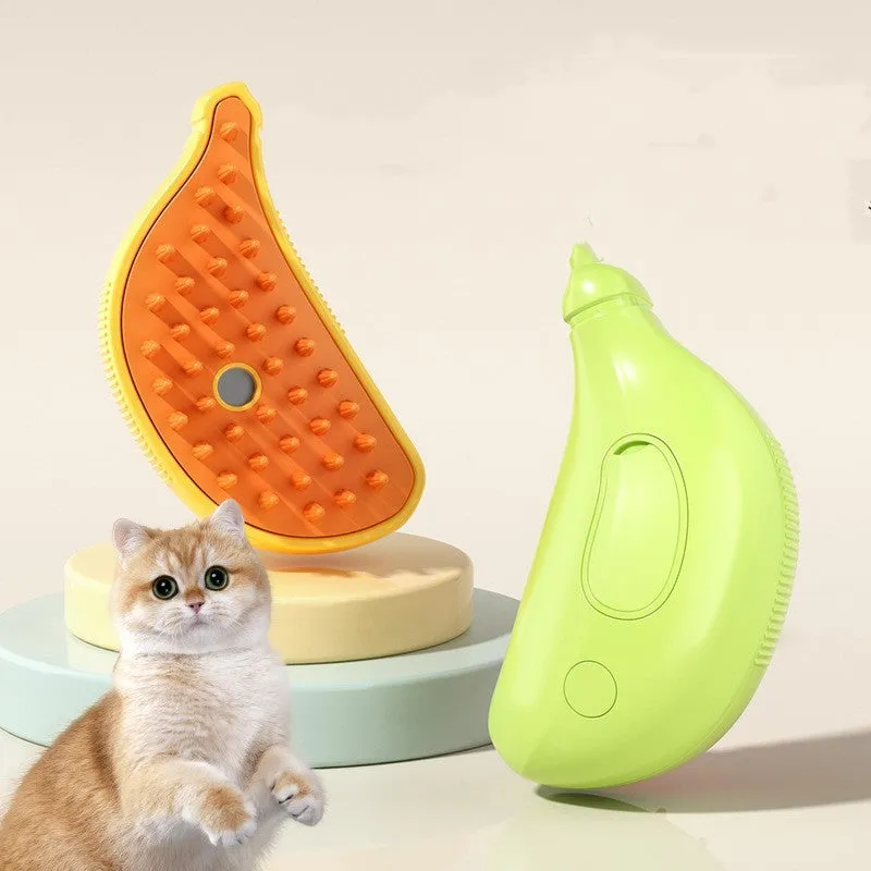 3 in 1 pet steam brush for cats and dogs, USB rechargeable, in green plastic, for grooming and massage