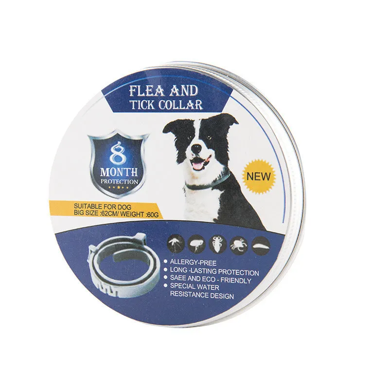 Adjustable pet anti-mosquito collar for cats and dogs with natural plant extracts in grey packaging