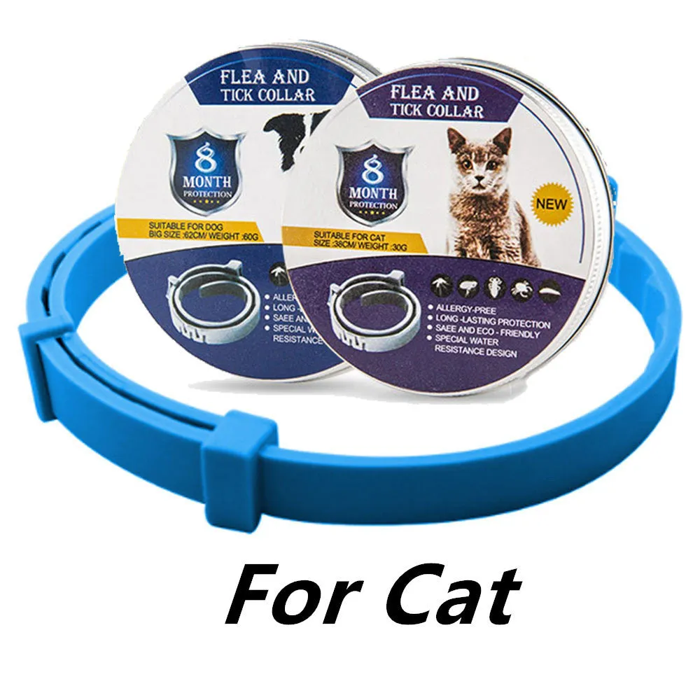 Adjustable pet anti-mosquito collar for cats and dogs with natural plant extracts in grey packaging