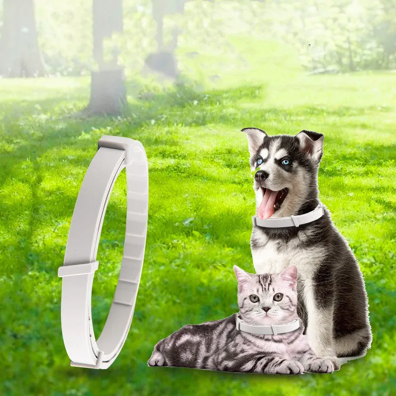 Adjustable pet anti-mosquito collar for cats and dogs with natural plant extracts in grey packaging