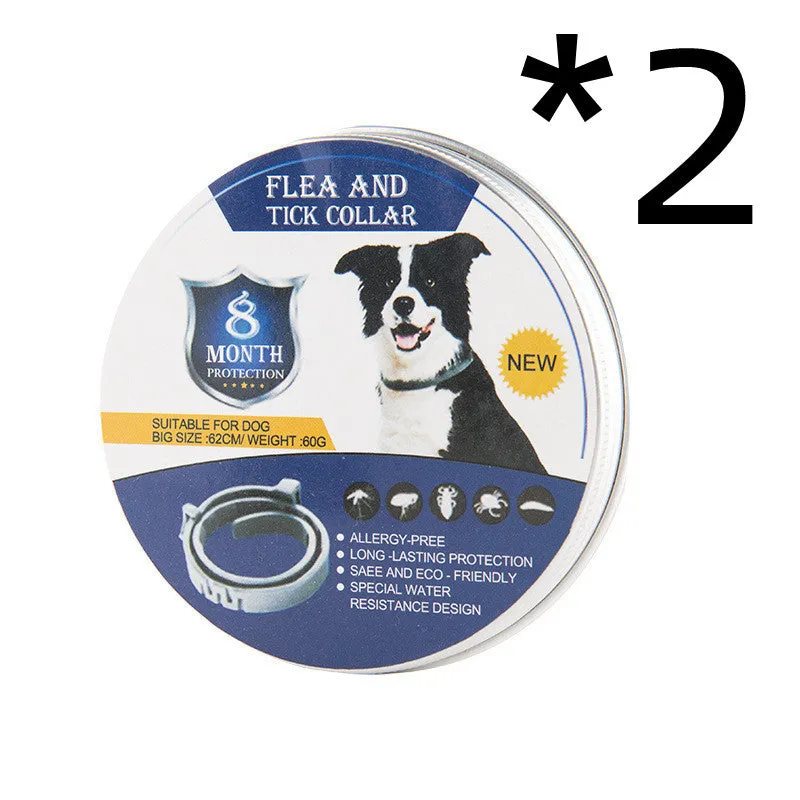 Adjustable pet anti-mosquito collar for cats and dogs with natural plant extracts in grey packaging