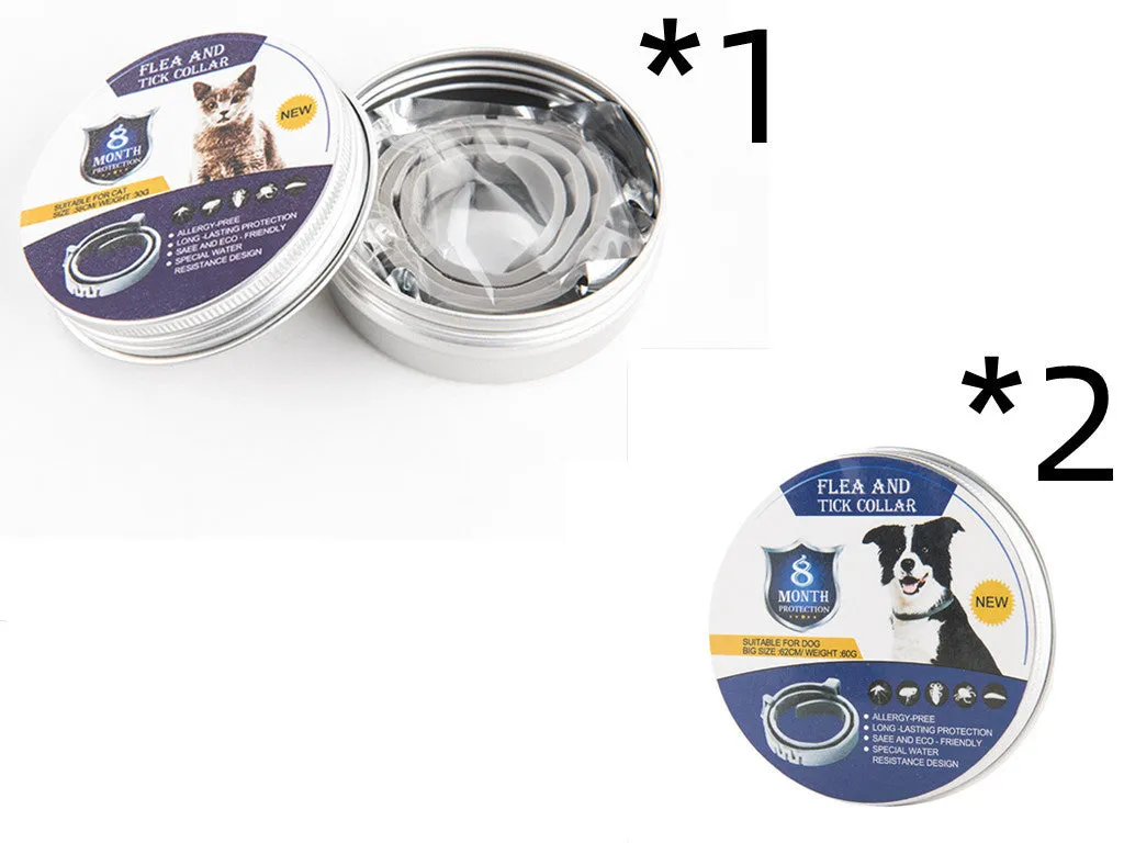Adjustable pet anti-mosquito collar for cats and dogs with natural plant extracts in grey packaging