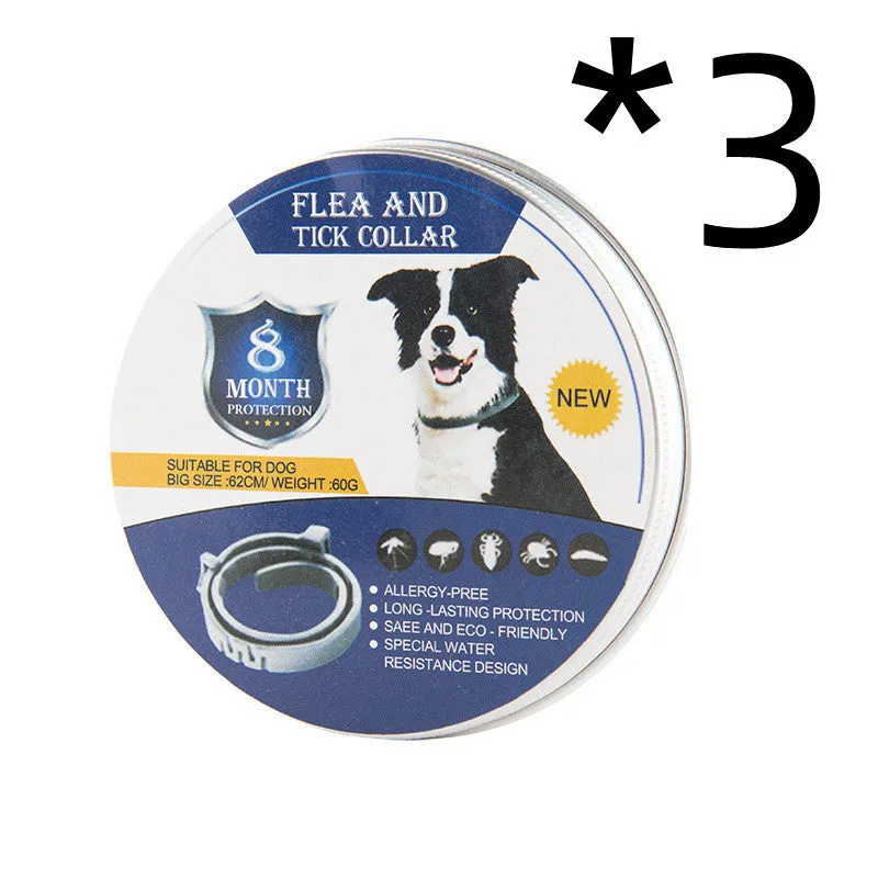 Adjustable pet anti-mosquito collar for cats and dogs with natural plant extracts in grey packaging