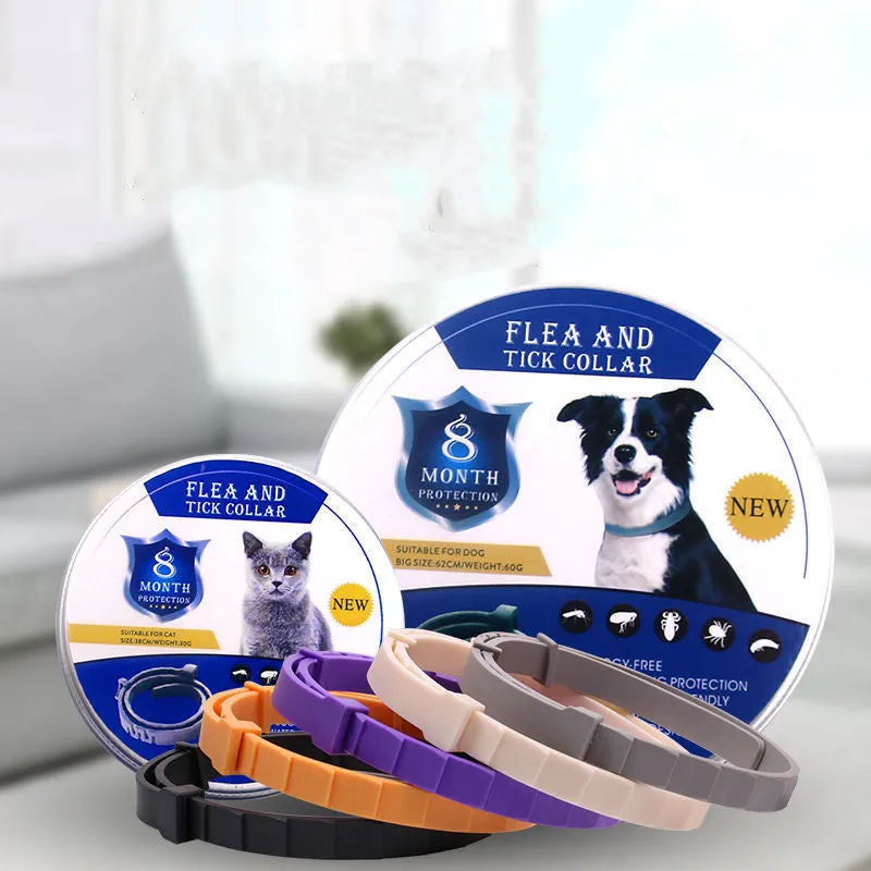 Adjustable pet anti-mosquito collar for cats and dogs with natural plant extracts in grey packaging