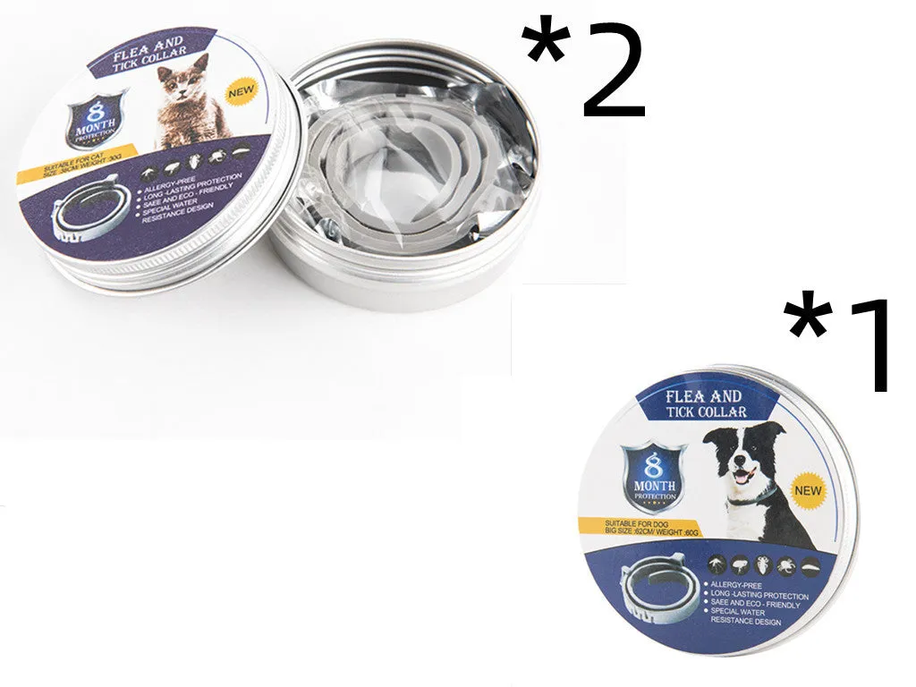 Adjustable pet anti-mosquito collar for cats and dogs with natural plant extracts in grey packaging