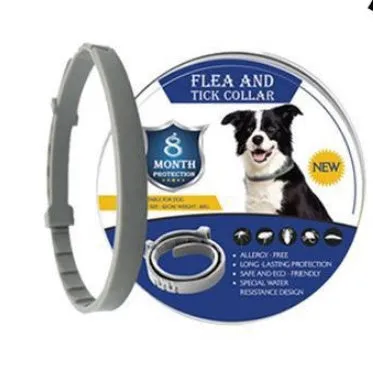 Adjustable pet anti-mosquito collar for cats and dogs with natural plant extracts in grey packaging