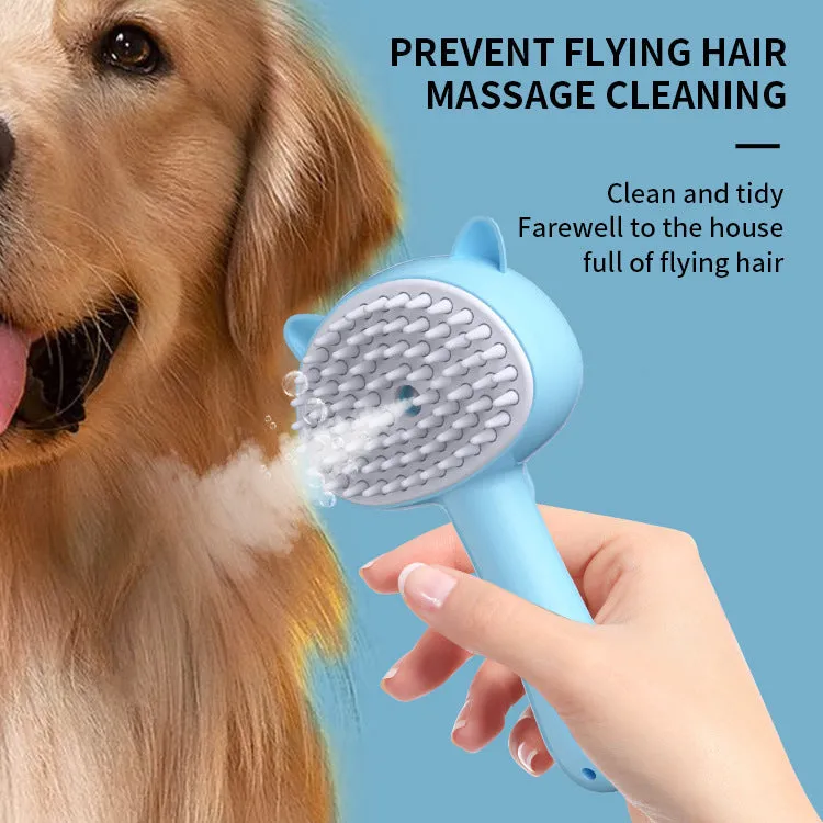 Rechargeable cat grooming brush with mist, self-cleaning slicker brush, ergonomic ABS TPR silicone, 18x9.5x5cm, available in blue pink yellow