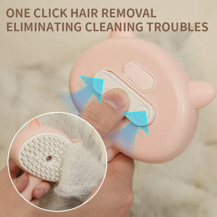 Rechargeable cat grooming brush with mist, self-cleaning slicker brush, ergonomic ABS TPR silicone, 18x9.5x5cm, available in blue pink yellow