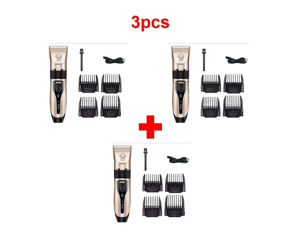 Dog shaver with titanium ceramic blade, copper motor, compact 4.5cm host, and charging cable