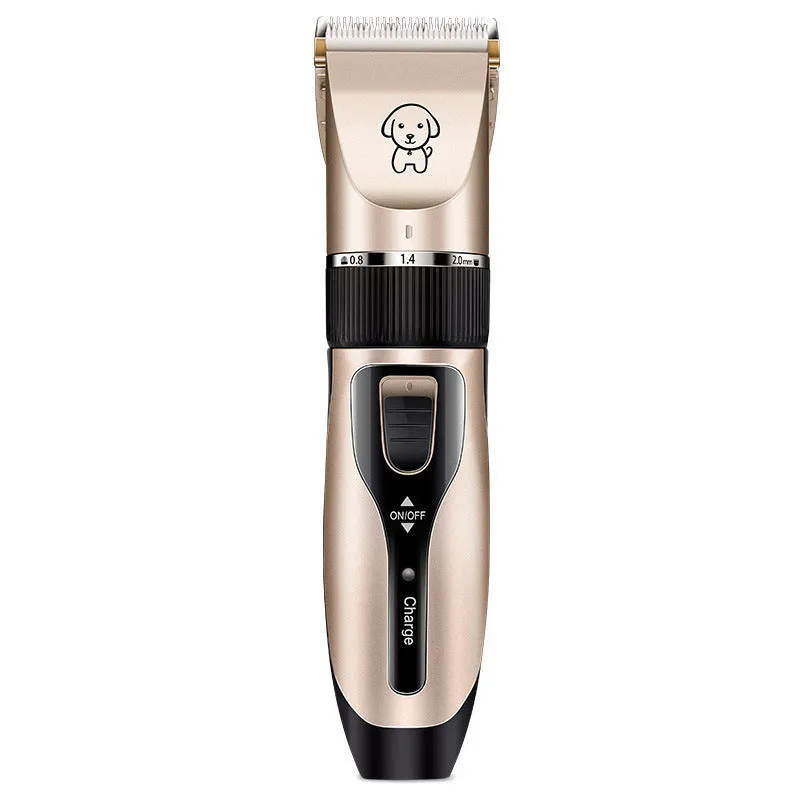 Dog shaver with titanium ceramic blade, copper motor, compact 4.5cm host, and charging cable