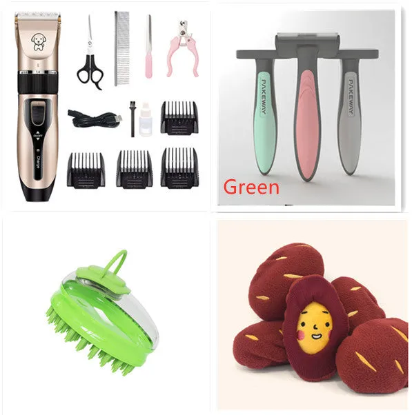 Dog shaver with titanium ceramic blade, copper motor, compact 4.5cm host, and charging cable