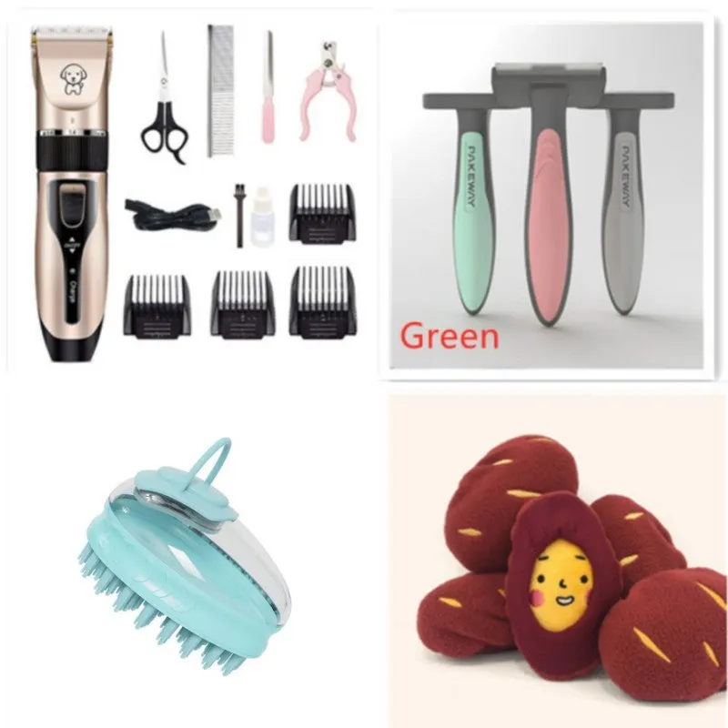 Dog shaver with titanium ceramic blade, copper motor, compact 4.5cm host, and charging cable