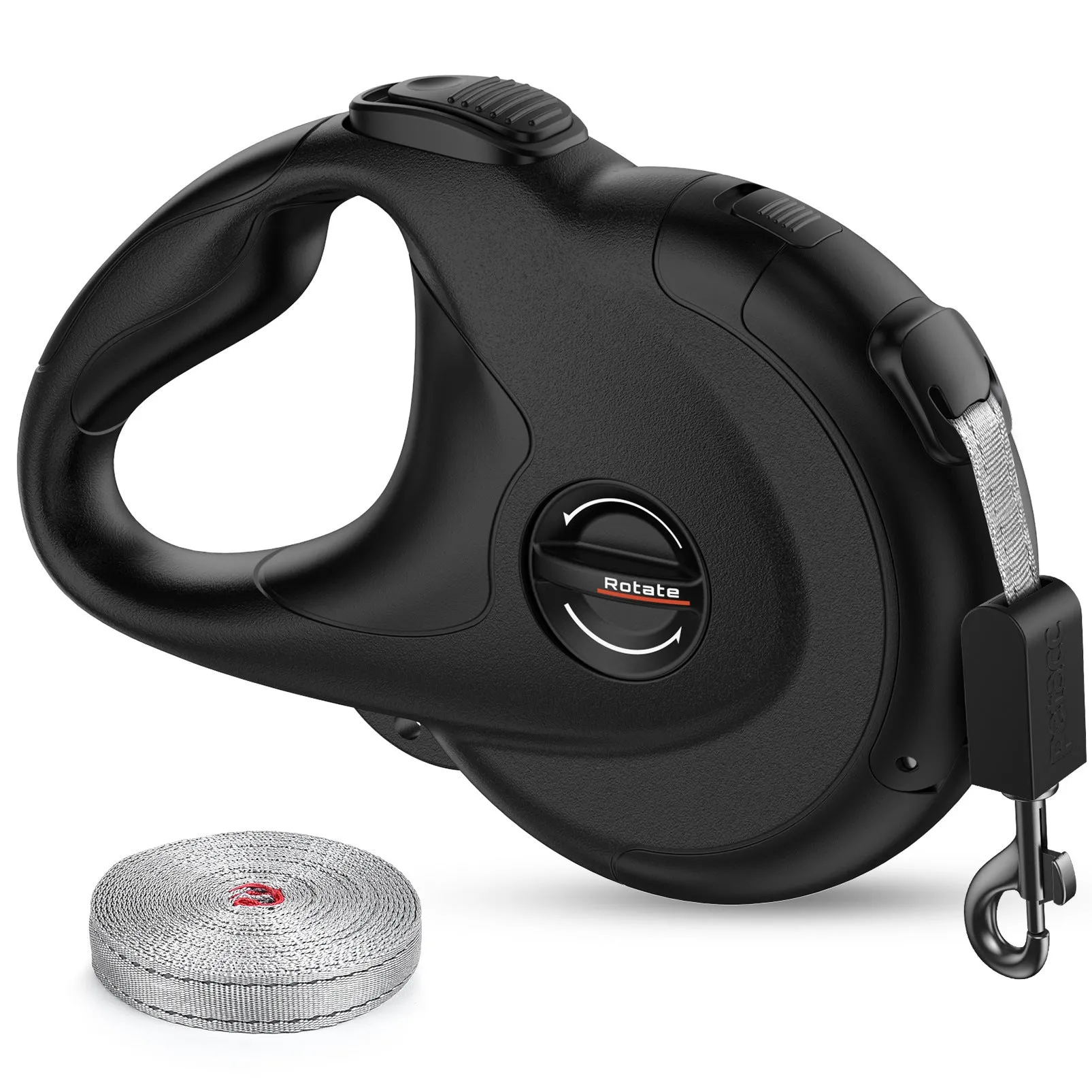 Retractable reflective dog walking tractor leash 4 metres plastic black traction belt for pets