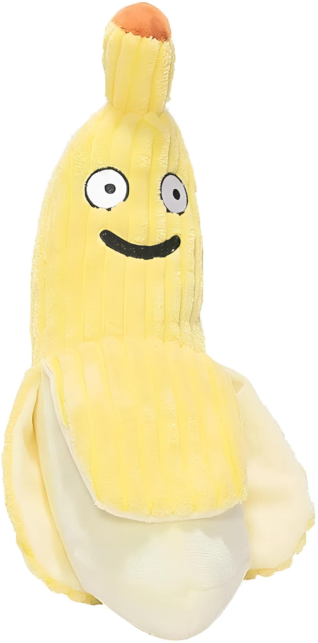 Yellow banana-shaped cat toy with crinkle sound element for interactive feline play