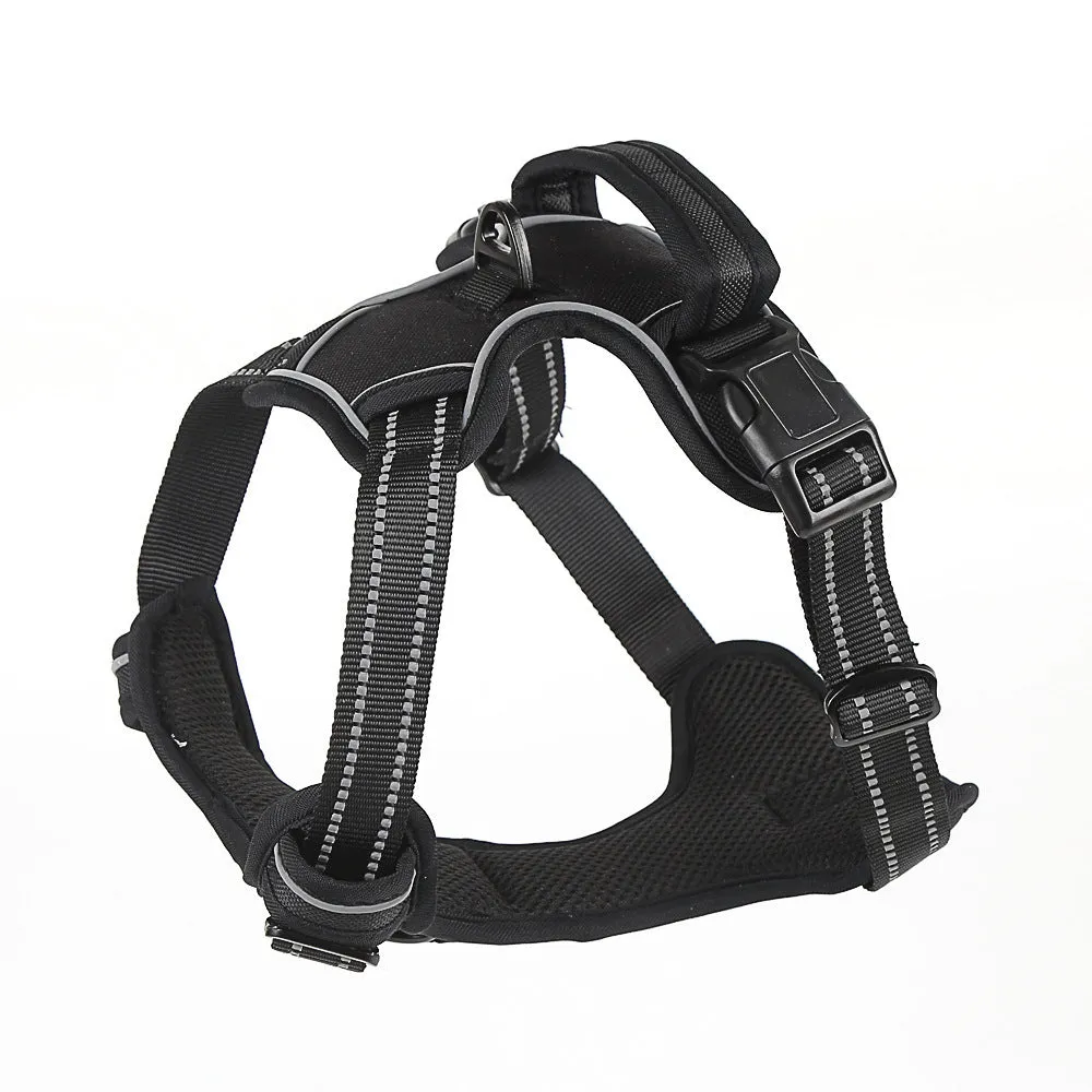 Breathable reflective no pull dog harness vest in black for medium to large dogs