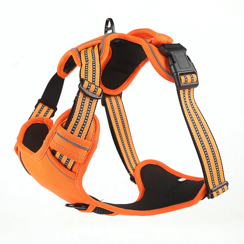 Breathable reflective no pull dog harness vest in black for medium to large dogs