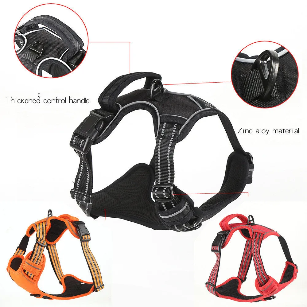 Breathable reflective no pull dog harness vest in black for medium to large dogs
